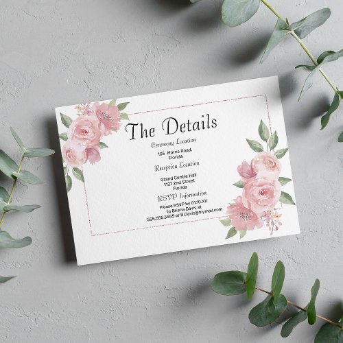 Botanical mint pastel pink floral Details Card