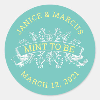 Botanical Mint to Be Favor Stickers
