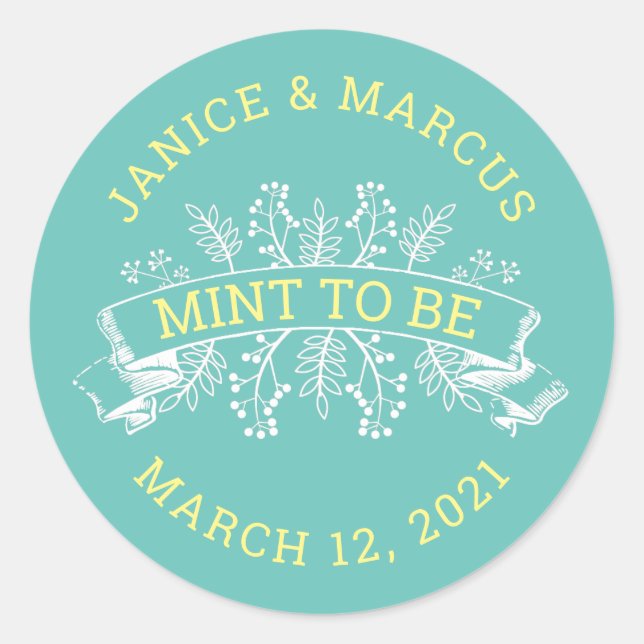 Botanical Mint to Be Favor Stickers (Front)