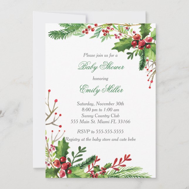 Botanical Mistletoe Baby Shower Invitation (Front)