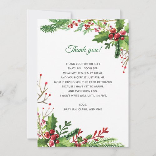 Botanical Mistletoe Baby Shower Thank You Card