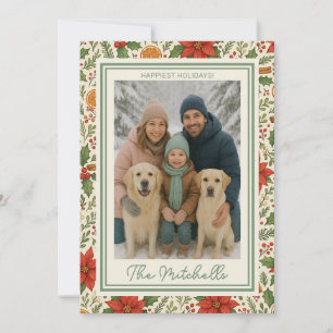 Botanical Mistletoe Classic Floral Art Pattern Holiday Card