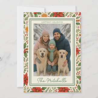 Botanical Mistletoe Classic Floral Art Pattern Holiday Card