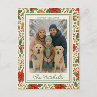 Botanical Mistletoe Classic Floral Art Pattern Holiday Postcard