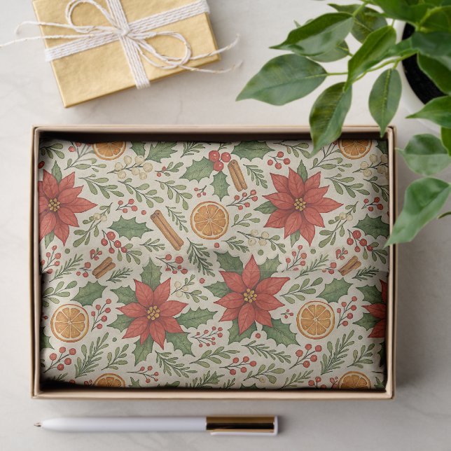 Botanical Mistletoe Classic Floral Art Pattern Tissue Paper (Gift)