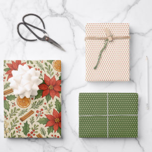 Botanical Mistletoe Classic Floral Art Pattern Wrapping Paper Sheets