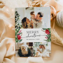 Botanical Modern Script 3 Photo Merry Christmas