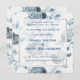 Botanical Modern Vintage Floral Toile Wedding Invitation