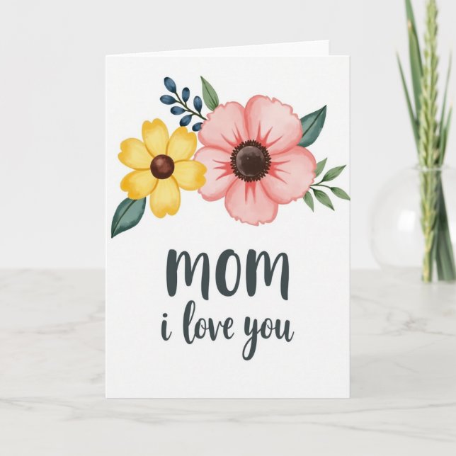 Botanical Mom I Love You Card (Front)