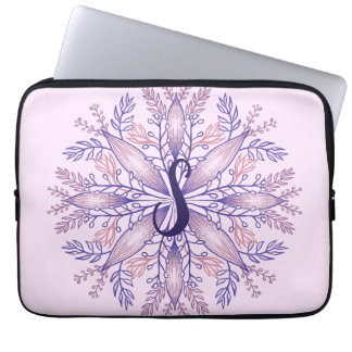 Botanical monogram cottagecore boho floral pink laptop sleeve