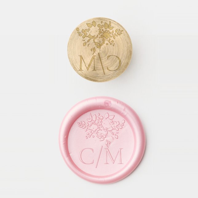 Botanical Monogram Floral Wedding Wax Seal Stamp (Stamped)