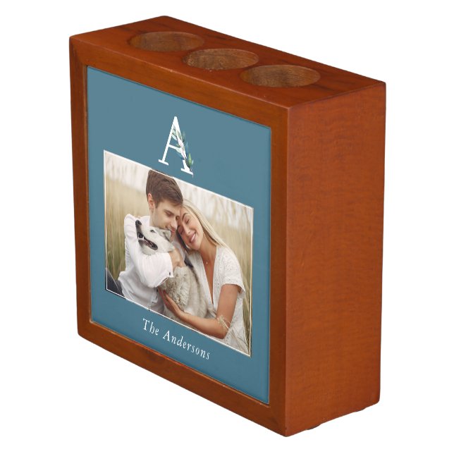 Botanical Monogram Gallery of 2 Photos Desk Organizer (Angled)