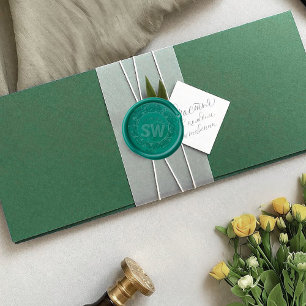 Botanical Monogram Green leaf frame Wax Seal Sticker