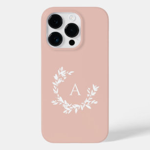 Botanical Monogram Initial Blush Pink Case-Mate iPhone 14 Pro Case