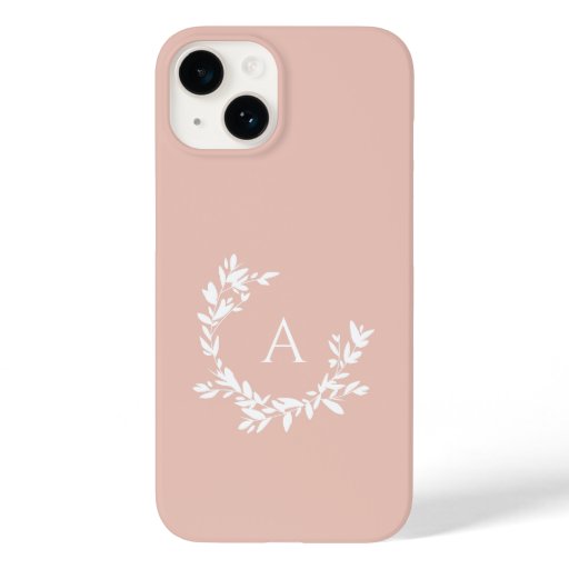 Botanical Monogram Initial Blush Pink Case-Mate iPhone 14 Case