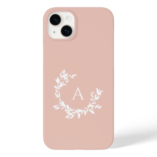 Botanical Monogram Initial Blush Pink Case-Mate iPhone 14 Plus Case