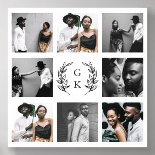 Botanical Monogram Newlywed Collage Acrylic Photo Tile