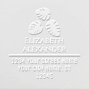 Botanical Monstera Leaves Name Address Embosser
