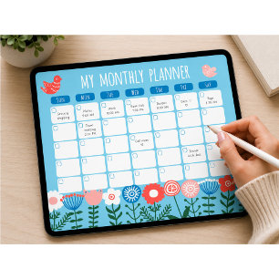 Botanical Monthly Planner Template Poster