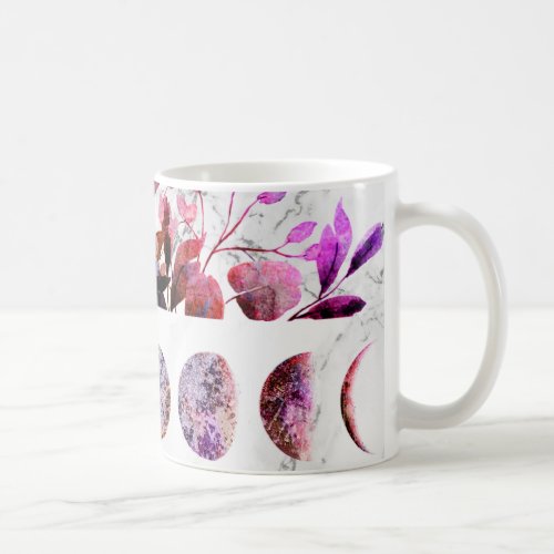 Botanical Moon Phases Amethyst Opal Coffee Mug