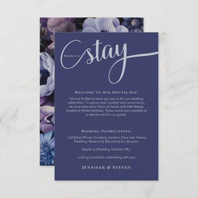 Botanical Moonlight | Gothic Floral Accommodation Enclosure Card (Front/Back)