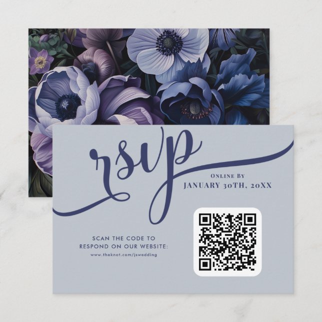 Botanical Moonlight | Gothic Floral Wedding RSVP Card (Front/Back)