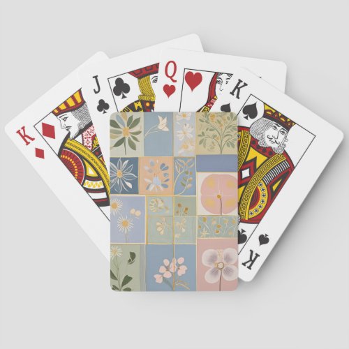 Botanical Mosaic in Bloom Poker Cards