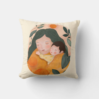 Botanical Motherhood Decorative for Moms Throw Pillow