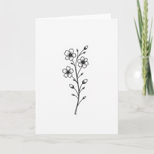 Botanical Mothers Day Line Art Card (Front)