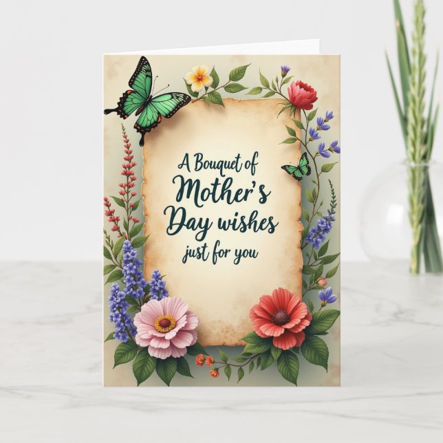 Botanical Mothers Day Scroll Card (Front)