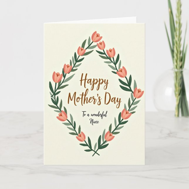 Botanical Mothers Day To Niece Card (Front)