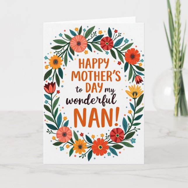 Botanical Mothers Day Wreath Card (Front)