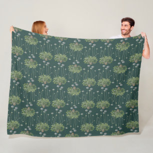 Botanical Motif Fleece Blanket