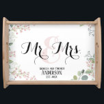 Botanical Mr and Mrs Personalized Wedding Gift Serving Tray<br><div class="desc">Botanical Mr and Mrs Personalized Wedding Gift Serving Tray</div>