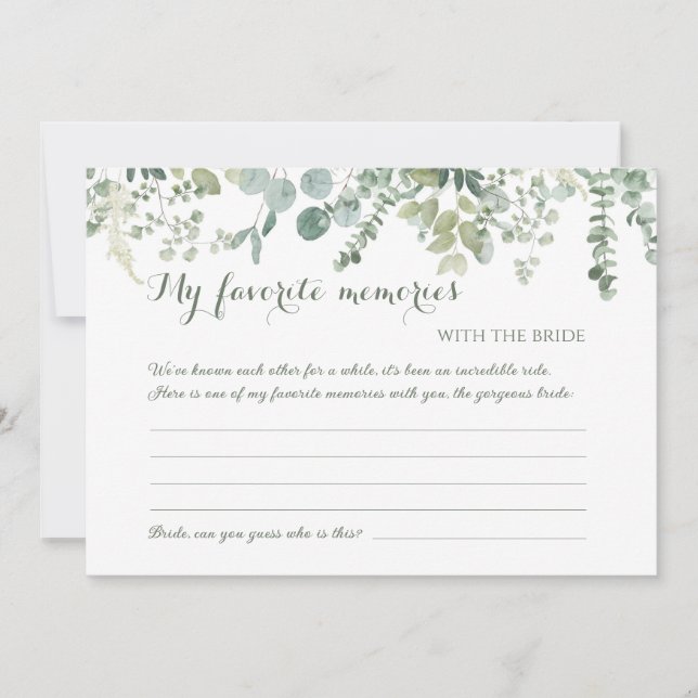 Botanical My Favorite Memories with the bride card (Front)