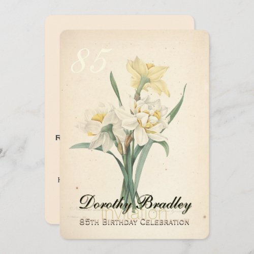 Botanical Narcissus 85th Birthday Invitation