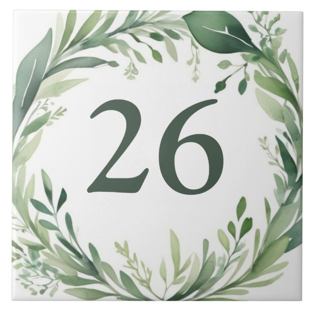 Botanical Nature Custom House Number Plate Sign Ceramic Tile (Front)
