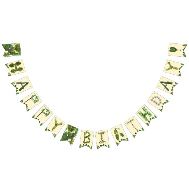 Botanical Nature Happy Birthday Bunting Flags (All)