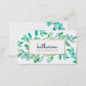 BOTANICAL NATURE modern watercolor painted leaves Business Card (Front/Back)