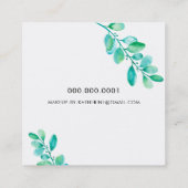 BOTANICAL NATURE modern watercolor painted leaves Square Business Card (Back)