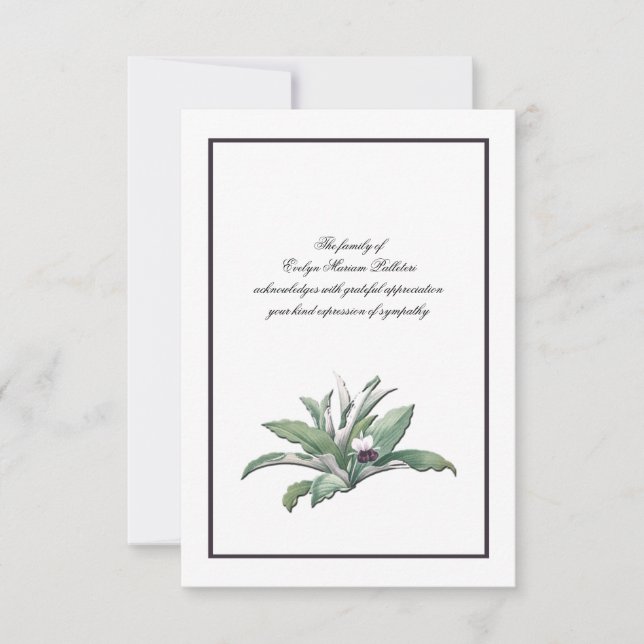 Botanical Nature Sympathy Thank You Card (Front)