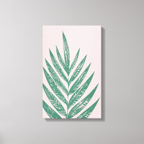 Botanical Nature Tropical Illustration Pink Green  Canvas Print