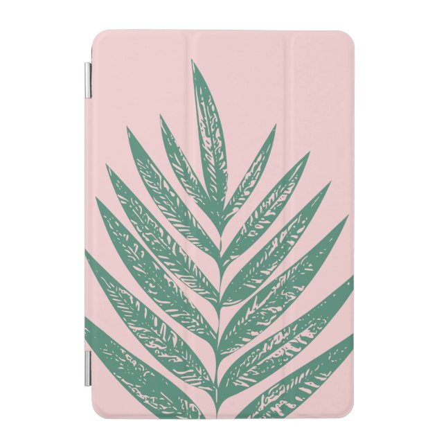 Botanical Nature Tropical Illustration Pink Green iPad Mini Cover (Front)
