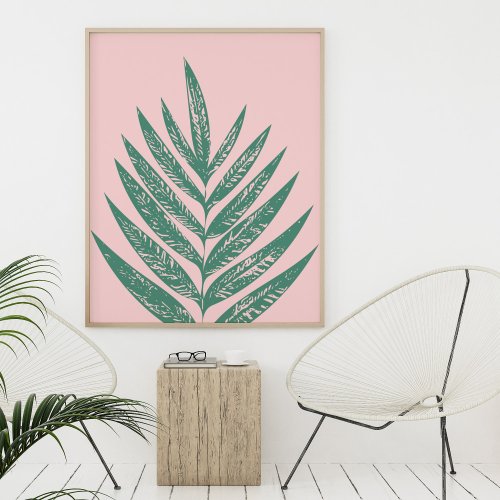 Botanical Nature Tropical Illustration Pink Green Poster