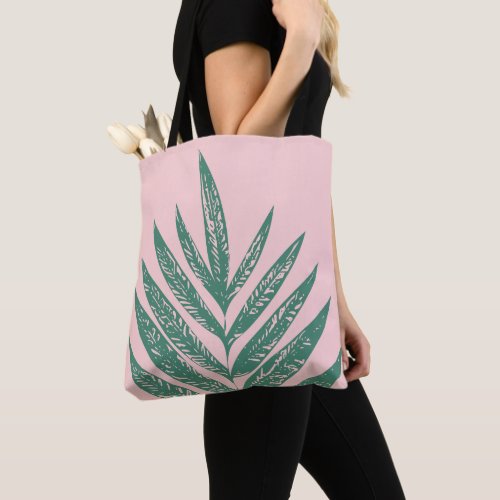 Botanical Nature Tropical Illustration Pink Green Tote Bag