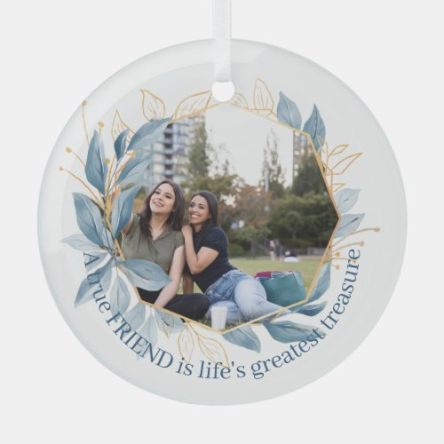  Botanical Navy Blue Friends Lifes Greatest  Cera Glass Ornament