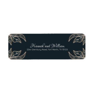 Botanical Navy Blue Wedding RSPV Return Address Label