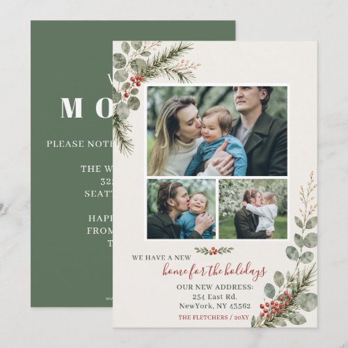 Botanical New Home for Holidays Photo Moving Holiday Card