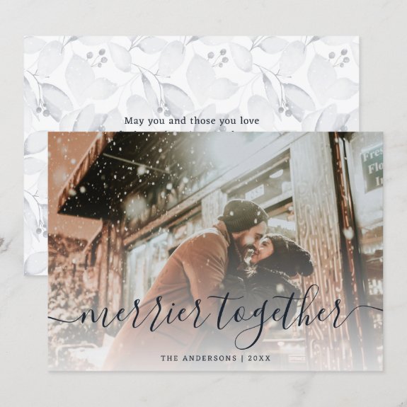 Botanical Newlyweds First Christmas Photo Card