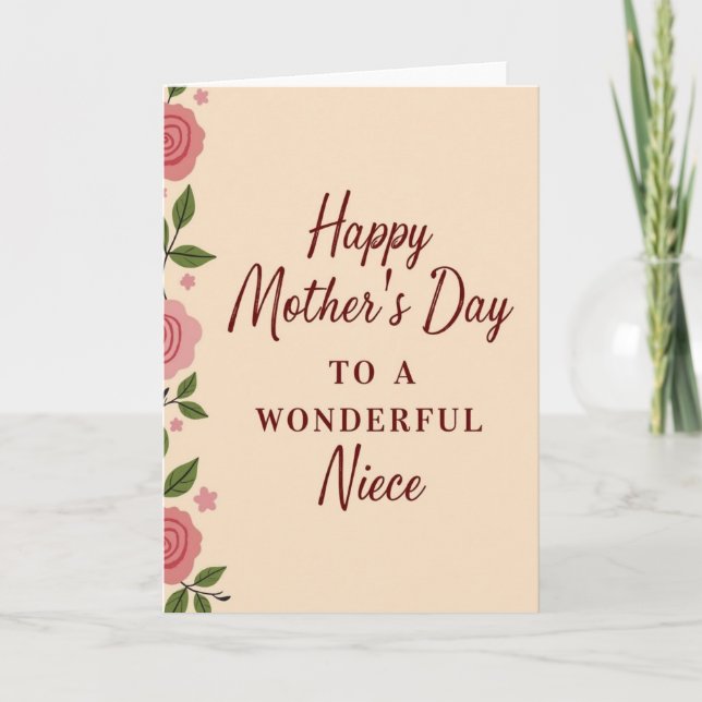 Botanical Niece Mothers Day Card (Front)